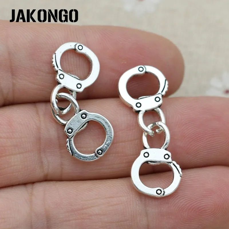 

10pcs Antique Silver Plated Handcuffs Connectors for Jewelry Making Findings Accessories DIY Handmade 31x11mm