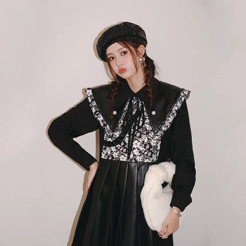 

Женское платье с вышивкой, новинка сезона осень-зима 2021, модная Плиссированная Юбка До Колена