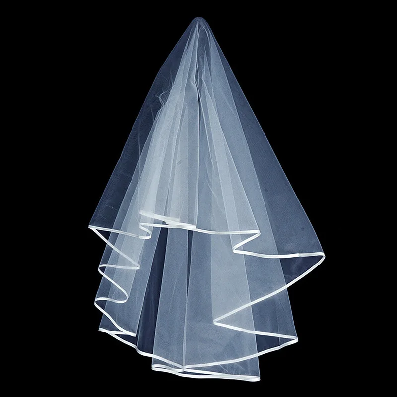 Фата свадебная двухслойная без гребня Модная белая Тюлевая для невесты