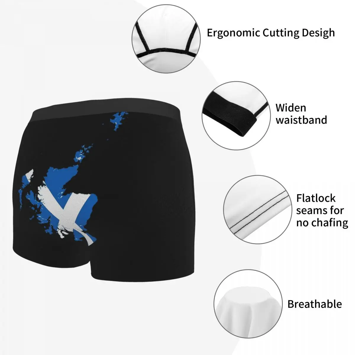Flag Map Of Scotland Lightweight Men's Boxer Briefs R301 Funny Novelty elastic pants for men