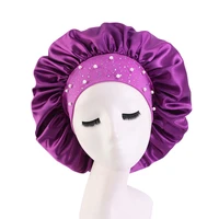 2021 new satin rhinestone sleeping hats for women night sleep cap hair care salon makeup muslim hijab head cover bonnet hat