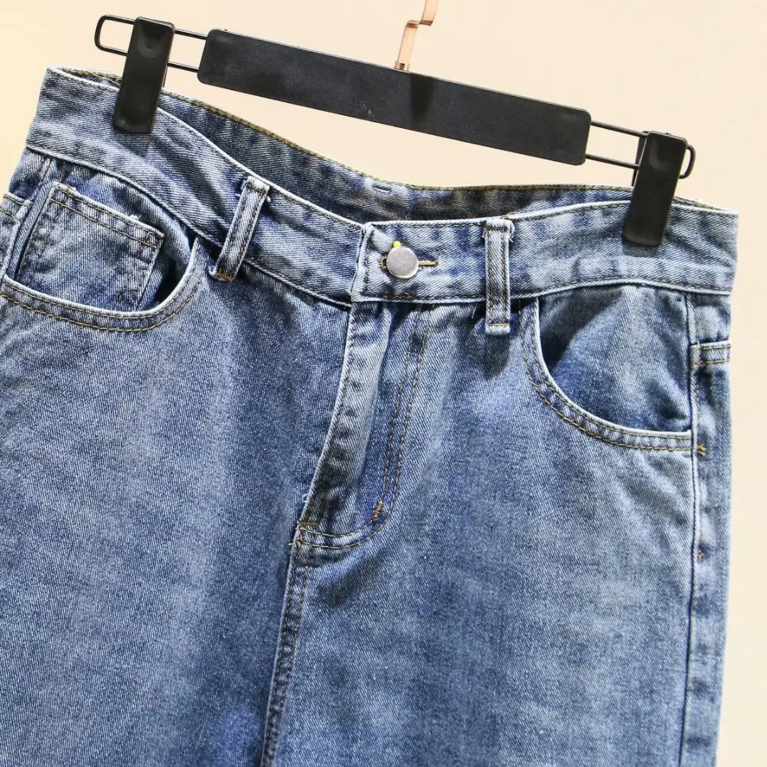 2020 весенние модные джинсы с высокой талией женские широкие брюки хлопковые