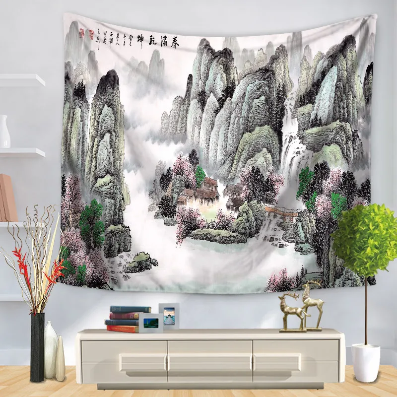 Wonderland китайская пейзажная живопись, гобелен, модный домашний декор, настенный подвесной ковер для спальни, гостиной, общежития, TAP177