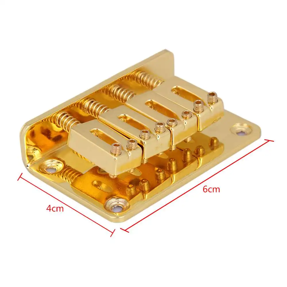 

4 String Top-Loading Saddle Design Bass Bridge for Cigar Box Guitar Electric Guitar Parts Hardtail Golden