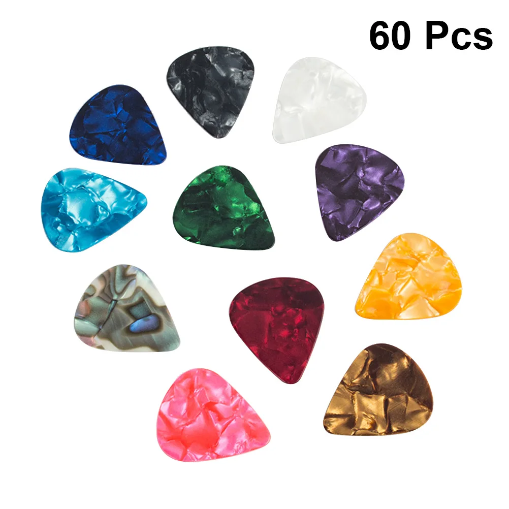 

60pcs Guitar Picks Colorful Heart Shape Guitar Picks For Guitar Bass Ukulele Mandolin Banjo 0.46/0.71/0.96mm Assorted Color