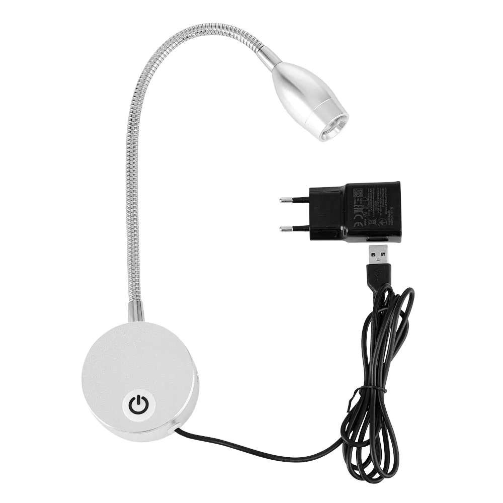 Dimmable Flexible 3w Aluminum Led Wall Light Fixture indoor Hotel Living Room Bedroom Bedside Wall Lamps for Readin