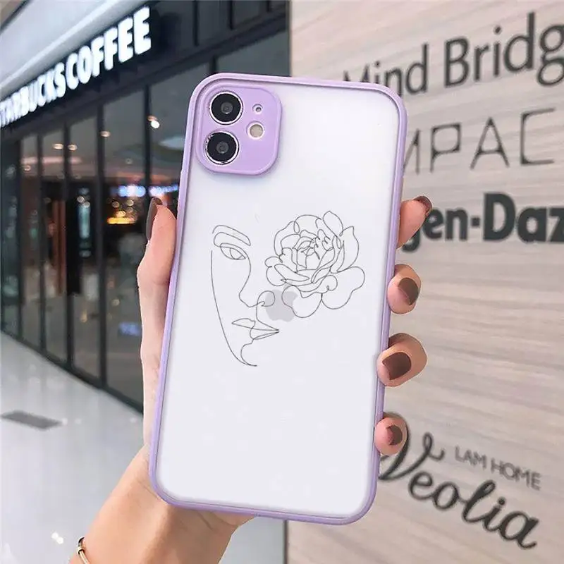 

Abstract Art body Lines black fashion Phone Case Matte Transparent for iPhone 7 8 11 12 s mini pro X XS XR MAX Plus cover funda