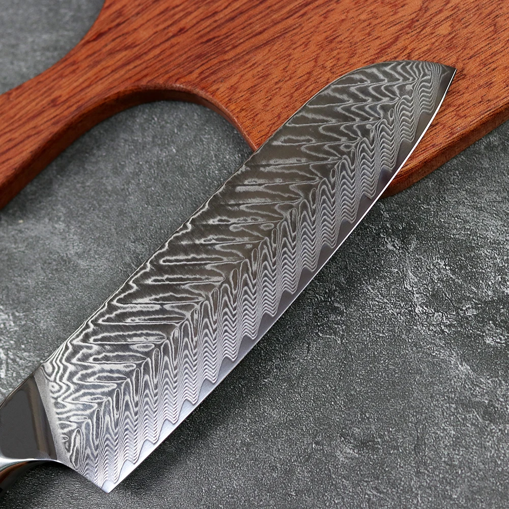 

JUNSHENG 67 layer Damascus steel kitchen knife 3 piece chef knife set G10 plum rivet multi-function fruit knife