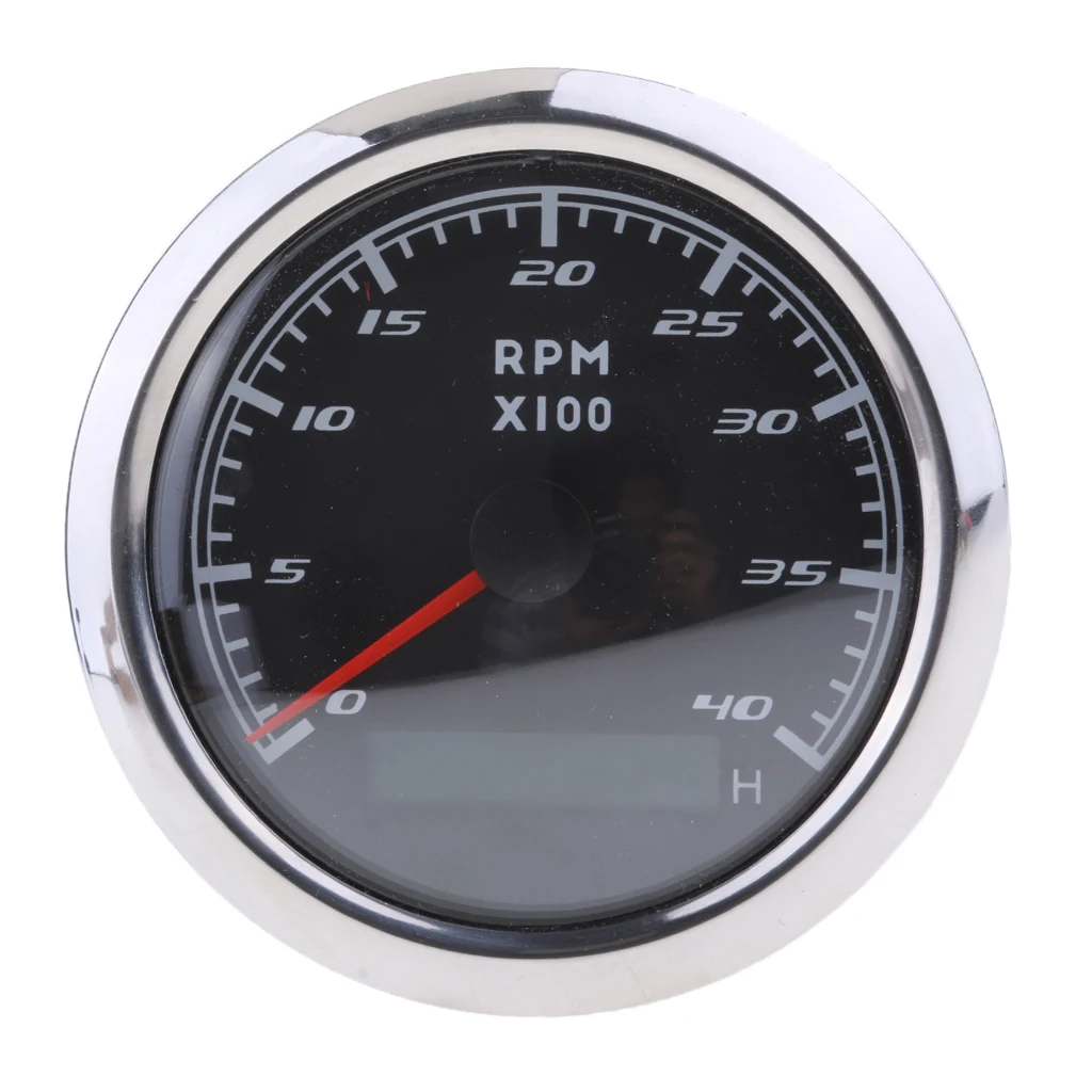 

LCD Tacho Hour Meter 9-32V 0-4000 RPM 85mm Marine RPM Tachometer Gauge