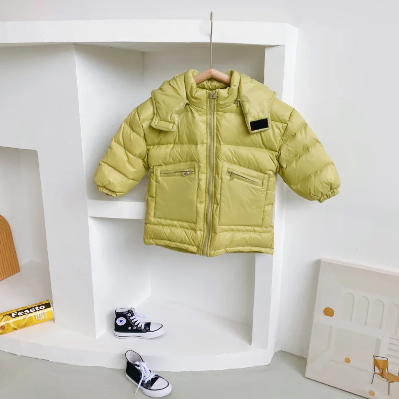9665 Детский пуховик средней длины для детей Брендовые детские одежда на осень