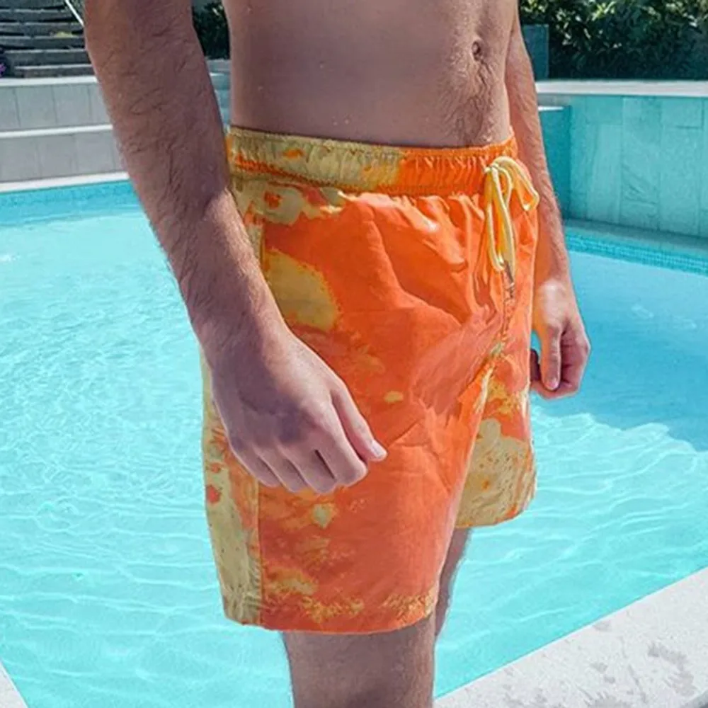 

Men's Water Color-changing Beach Pants Temperature-Sensitive Swimming Shorts Warm Color Trunks Quick-drying Sports Swim Wear