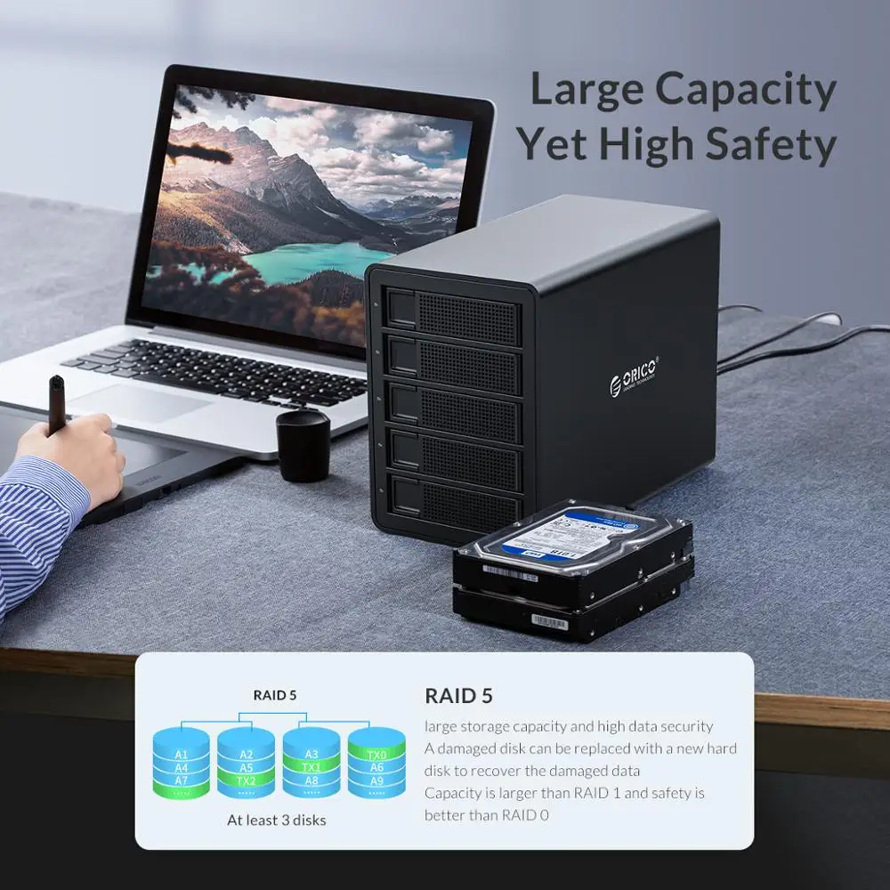 ORICO 35 Series 4 bay 3 5 дюйма USB3.0 с RAID HDD ограждение алюминиевый док станция 64 ТБ 150 Вт
