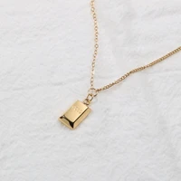 stainless steel jewelry gold brick pendant necklace for women