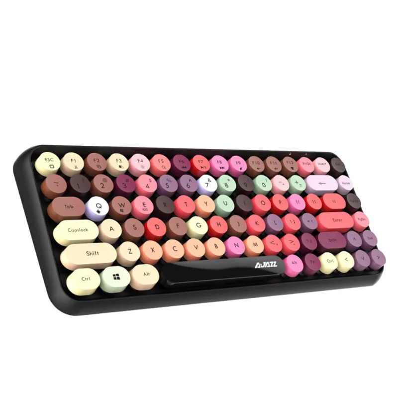 

Новая bluetooth клавиатура AJAZZ 308i с 84 клавишами, беспроводная ретро-клавиатура с круглой клавишей, портативная клавиатура для Win/iOS/Android