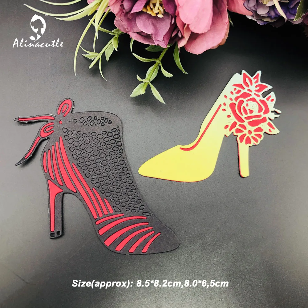 Alinacutle Metal Cutting Dies Cut 2pc Lady's Shoes High-heeled Shoe Scrapbooking Paper Craft Handmade Album Card Punch Art | Дом и сад