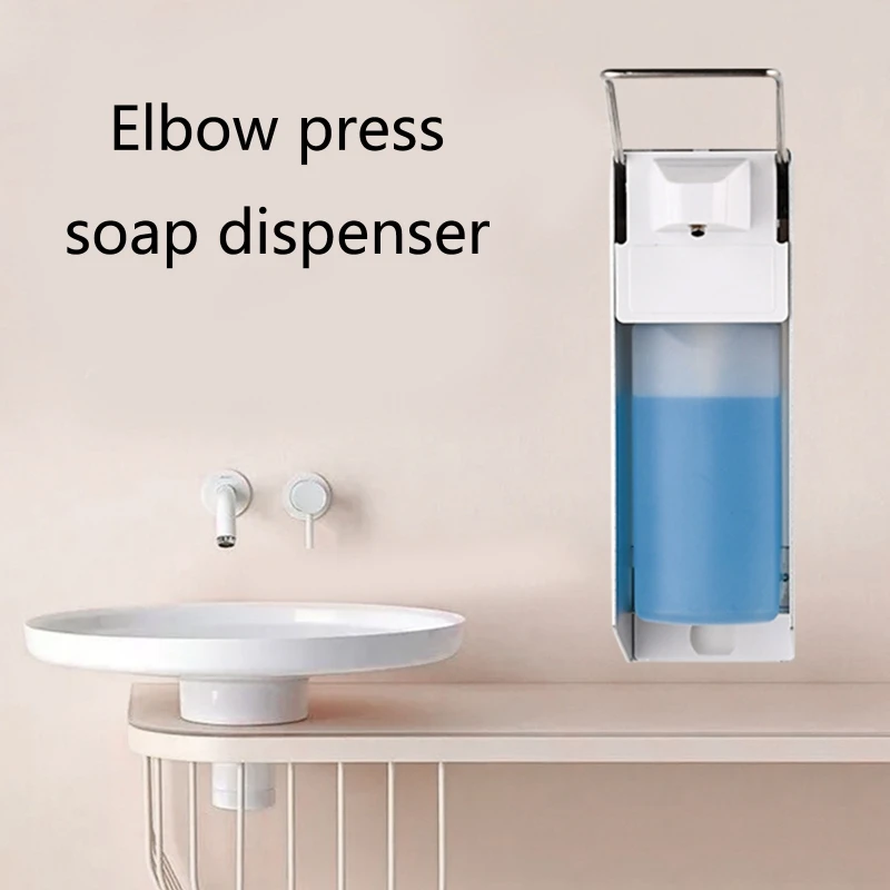 

Wall-mounted Disinfectant Elbow Pressure Manual Soap Dispenser Drip 500ml/1000ml