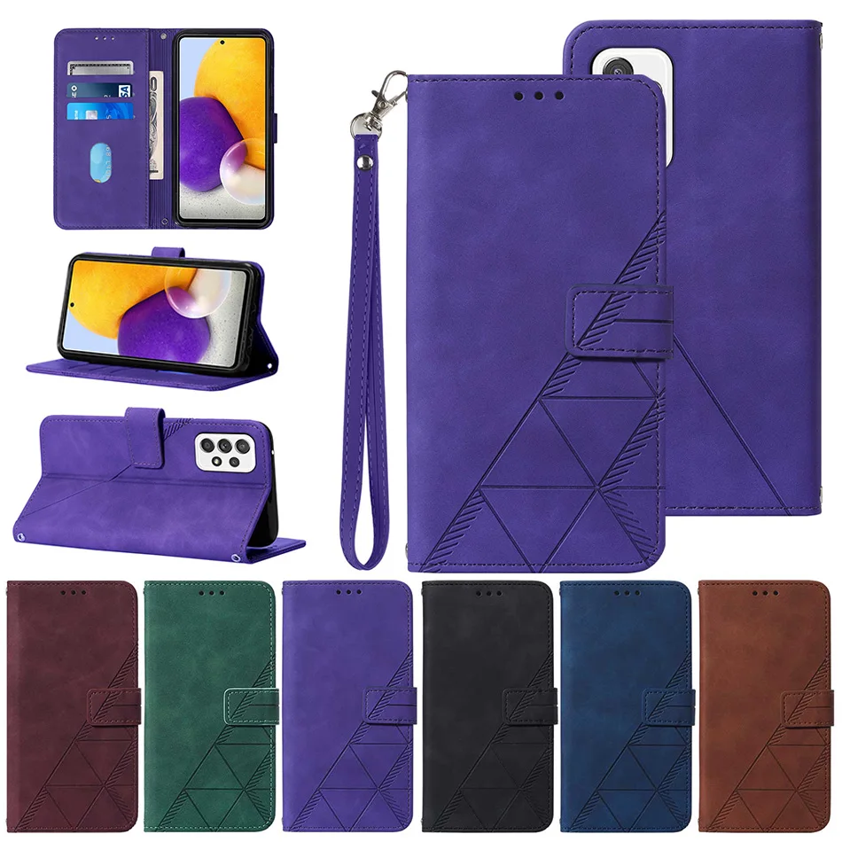

Etui Leather Flip Wallet Case For Samsung Galaxy A11 A12 A13 A21S A22 A32 A42 A52 A72 A82 S22+ F52 M11 M12 Card Slot Cover Strap