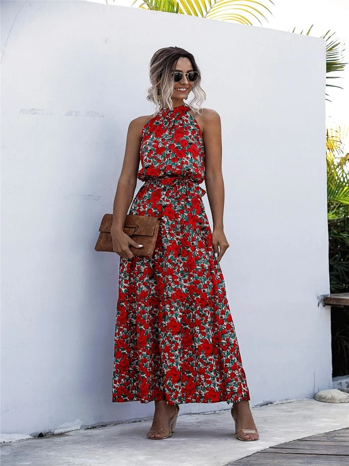 

2020 Summer Long Dress Polka Dot Casual Midi Dresses Black Halter Strapless Yellow Sundress Vacation Dress Clothes For Women