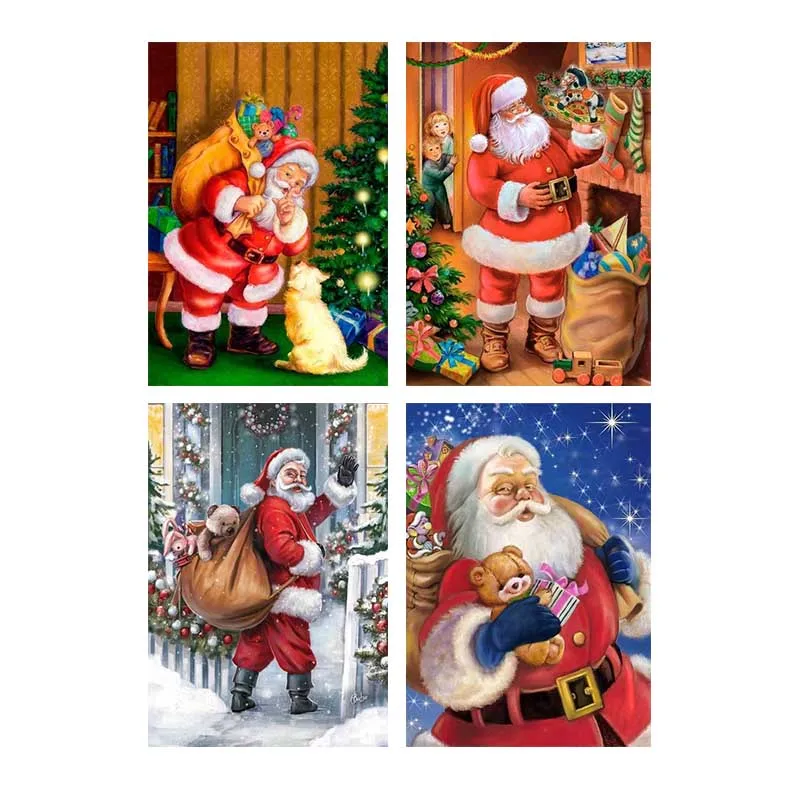 

Frameless Canvas Painting Christmas Elk Snowman Santa Poster Mural Modern Living Room Home Wall Picture Decoration