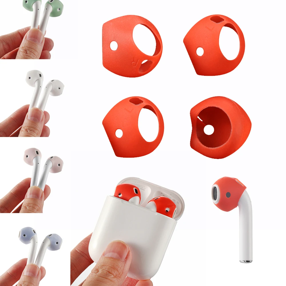 2 Pairs Silicone Replacement Earpads for Airpods Protective Earbuds Caps For Apple 1/2 Wireless Bluetooth Earphones | Электроника