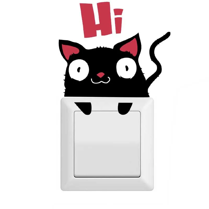 Home Wall Decor Stickers DIY Cute Cat Dog Light Switch Sticker Bedroom Parlor On-Off and Socket | Дом и сад