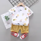2020 одежда для малышей, комплекты для новорожденных мальчиков и девочек, футболка с принтом ананаса, топы, однотонные шорты штаны одежда, комплект для малышей, t5