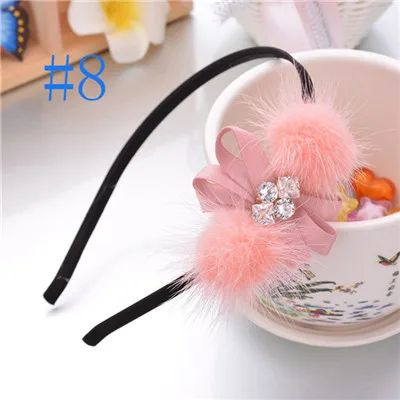 2 balls pink 1 шт., 2 стиля, Зимняя повязка на голову, циркон, камень, меховые шарики, лента для волос, женские Украшения для волос, лента для волос для девочек, аксессуары для волос - Цвет: 2 balls pink