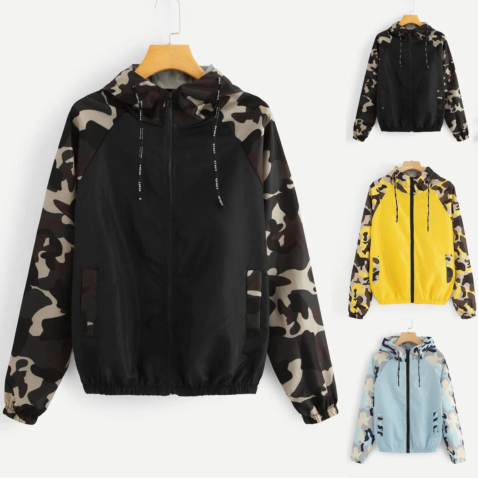 

Женская Повседневная Куртка на молнии с V-образным вырезом и длинным рукавом, свободные мягкие топы, туника, блузка, Куртка, Женская одежда, К...