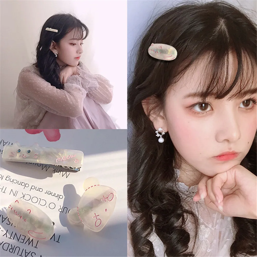 

Korean Acrylic Cute Hair Clips For Women Hair Accessories Fashion Jewelry Lovely Girls Candy Color Hairpins Geometric Barrettes
