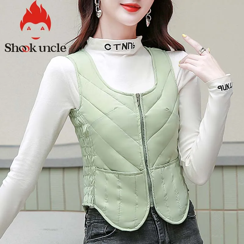 Женский жилет на 80% утином пуху зимний молнии без рукавов теплая однотонная