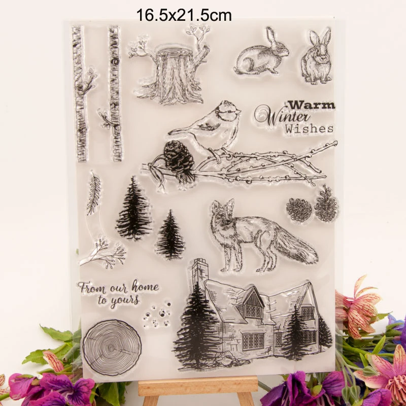 Зима дерево кролик прозрачные штампы Новинка 2019 Скрапбукинг резиновые