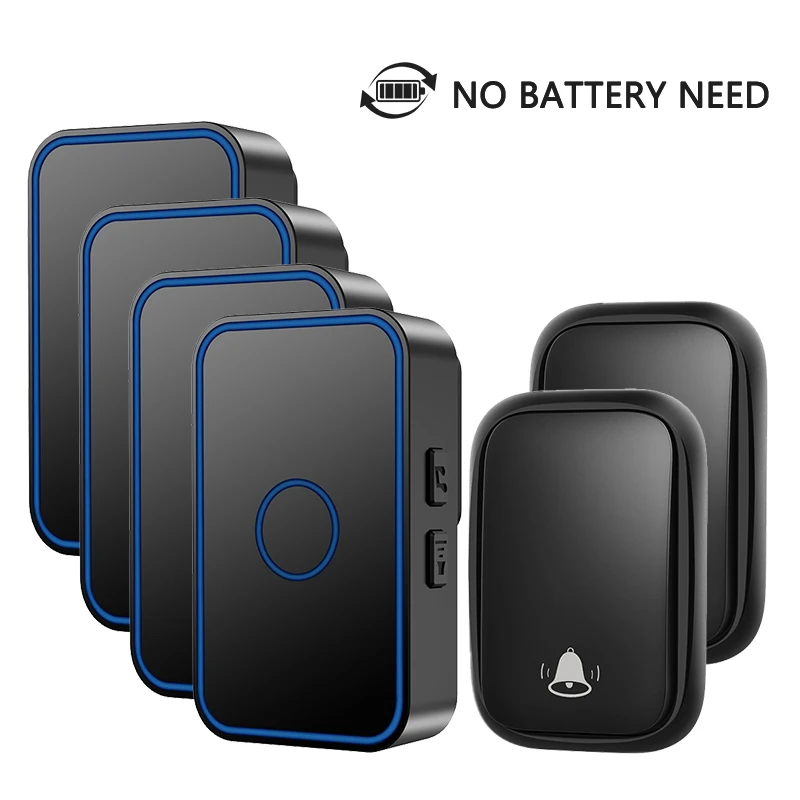 CACAZI автономным питанием Водонепроницаемый дверной звонок без Батарея нужно EU/US/UK