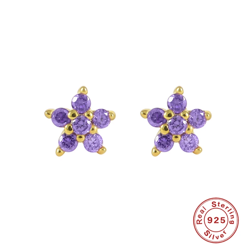 

ROXI Shiny Crystal Small Stud Earrings for Women Girls 925 Sterling Silver Colorful Flowers Horse Eye Piercing Earrings Jewelry