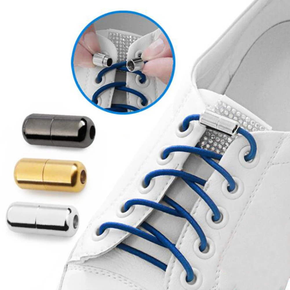 

Elastic Shoelaces Magnetic Fashion Convenience Metal locking Lazy Laces Outdoor Sneakers Quick Flat No Tie Shoelace 1 Pair