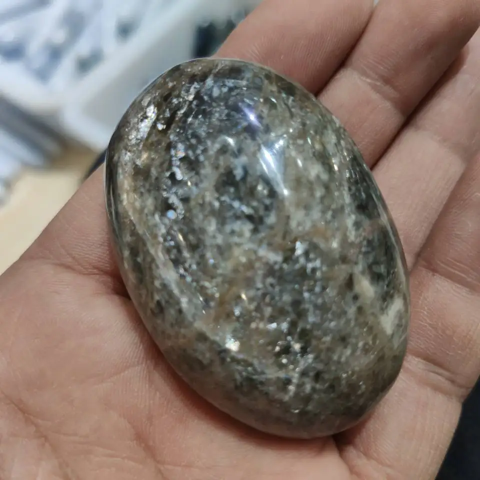 1 шт. 80 г кристаллический пальмовый камень натуральный черный лунный кварцевый