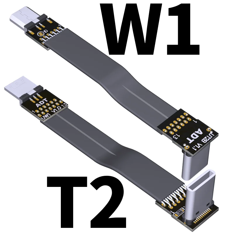 Плоский ленточный кабель Micro USB 2 0 к Type C FPC экранированный провод угловой адаптер