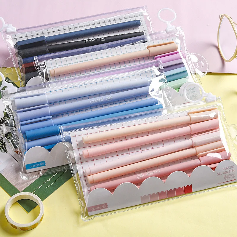 

6pcs/set Girl's Heart Gel Pen 0.5mm Small Fresh and Cute Student Examination Signature Special Pen Office School Stationery