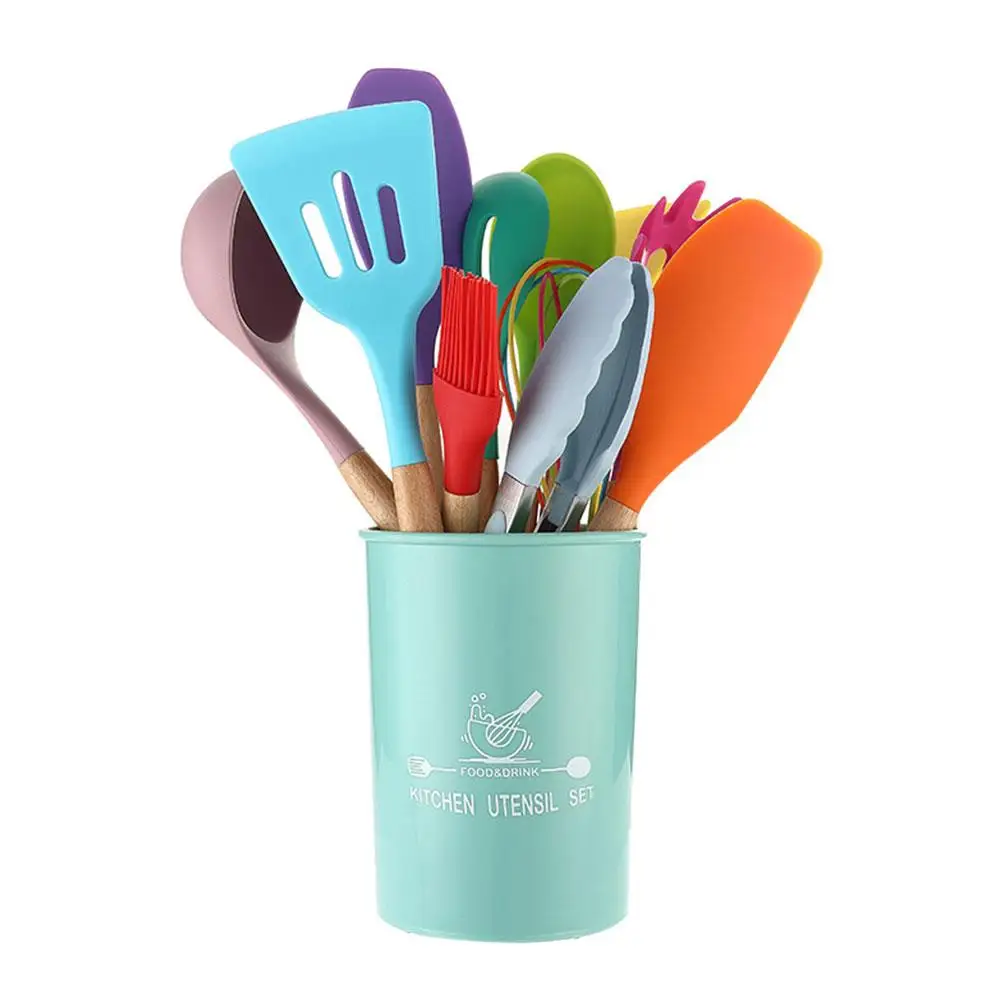 

Slotted Turner Multicolor 12pcs/Lot Food Grade Spatula Multifunction Kitchenware Leakage Shovel Cookware Set Silicone