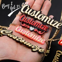 2020 new fashion bling charm custom name letters pendant acrylic laser cut hip hop jewelry for gift choker necklaces for women