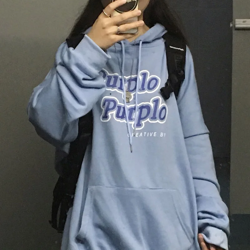 

Милый женский спортивный костюм y2k, Повседневный свитер с капюшоном, женская новая Студенческая Свободная куртка с длинным рукавом и буквен...