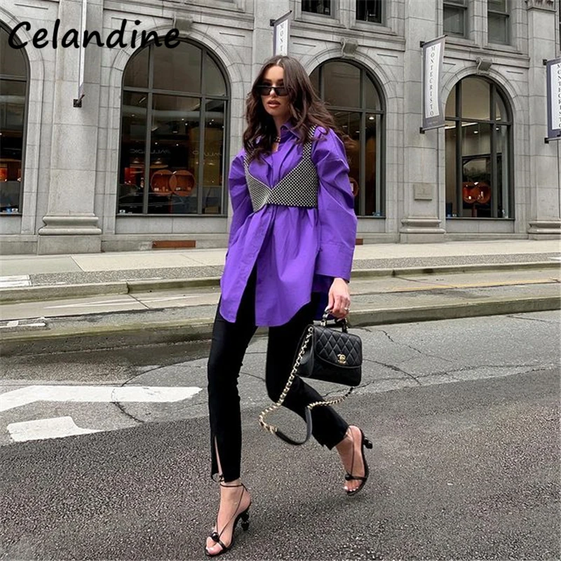 

Celandine Elegant Causal Women Long Sleeve Oversized Y2K Autumn Loose Blouse Tops Office Ladies Fashion Long Shirt Tops 2021