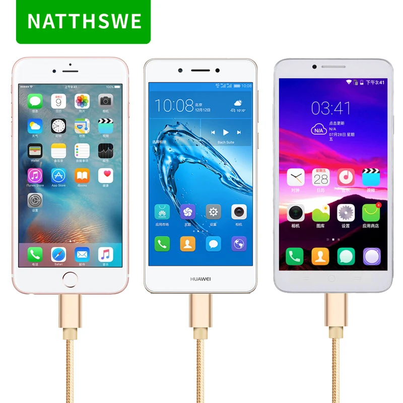 NATTHSWE 3 в 1 кабель для передачи данных Micro usb type-C кабель для быстрой зарядки для iPhone X 8 7 6 iPad samsung Android Phone