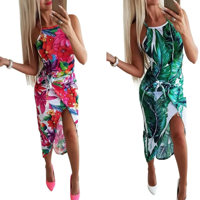 Womens Boho Floral Dress Summer Cocktail Party Beach Dresses Sundress | Женская одежда