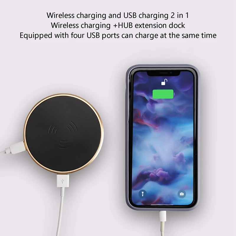 USB-концентратор с беспроводным зарядным устройством USB 2 0 док-станция 4 X для IPhone 12
