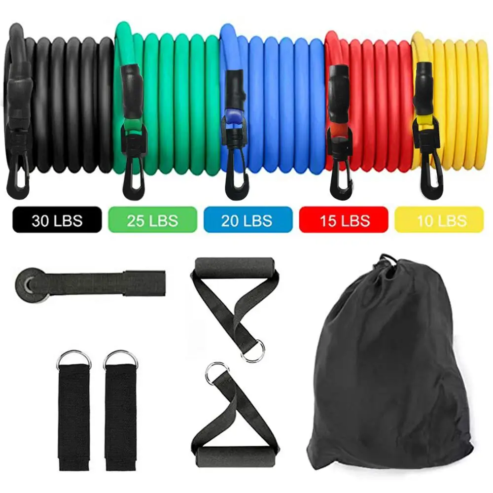 

11pcs/set Fitness Resistance Tube Band Yoga Gym Stretch Pull Rope Exercise Training Expander Door Anchor With Handle Ankle Strap