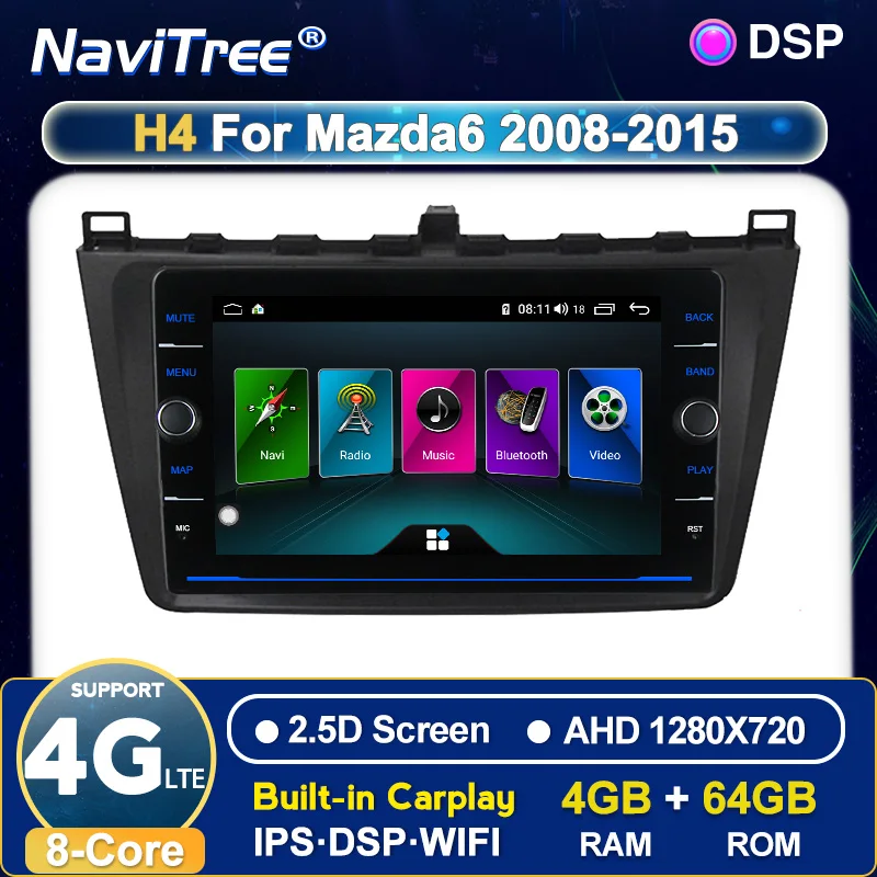 Автомобильный DVD плеер IPS 4G LTE для Mazda 6 Mazda6 2008 2015 мультимедийная система GPS