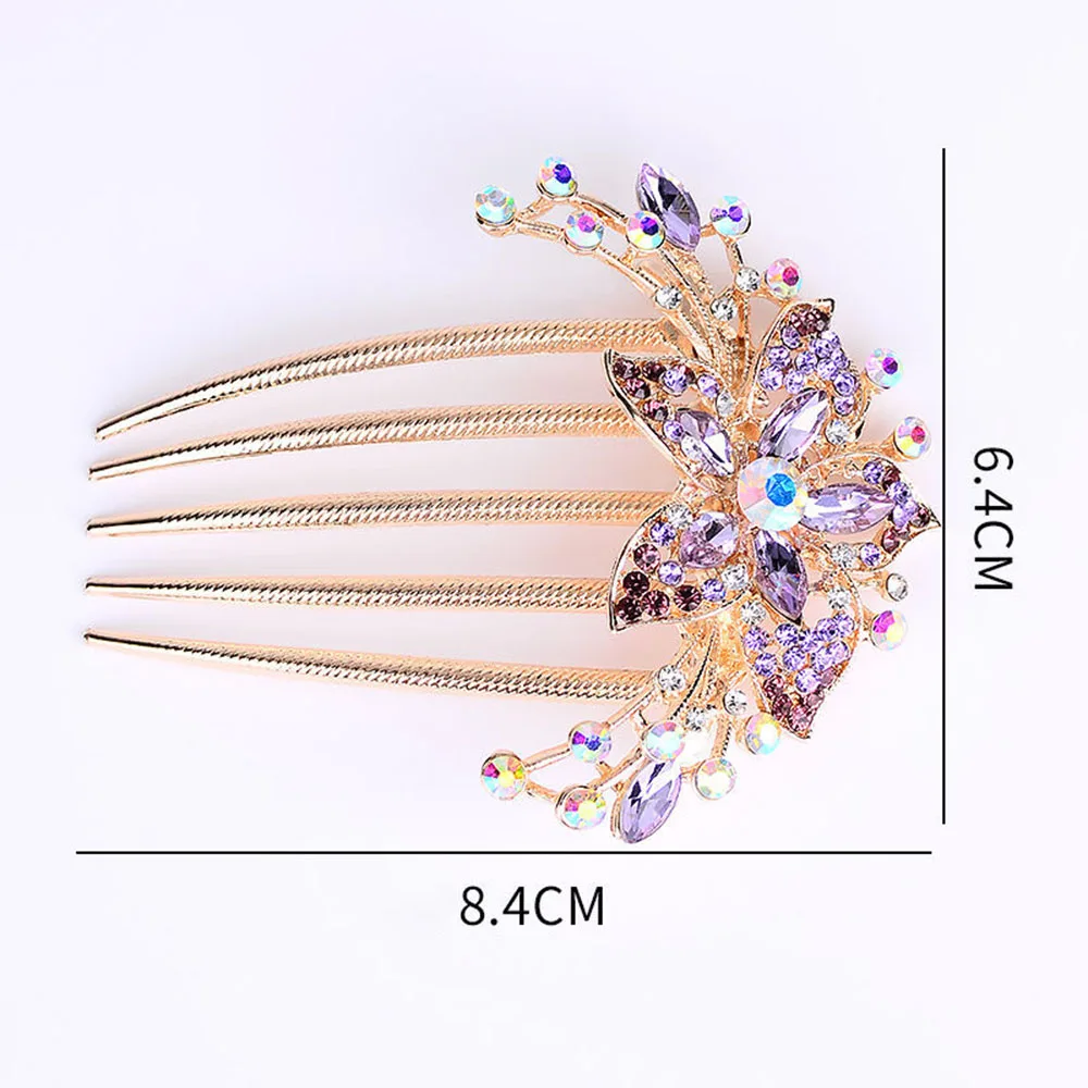

1 Pcs Hair Comb Wedding Hair Clips Crystal Hair Comb Fashion Hair Accessories Colorful Flowers Retro Hair Accessories Hairpins