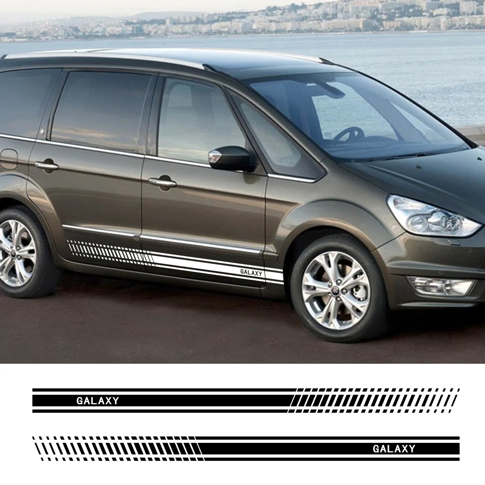 

For Ford Galaxy 2Pcs Car Long Side Stripes Stickers Auto Vinyl Film Styling Decoration Decals Automobile Tuning Accessories