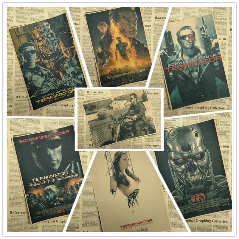 Крафт-бумага The Terminator для печати четкое изображение художественная живопись бар