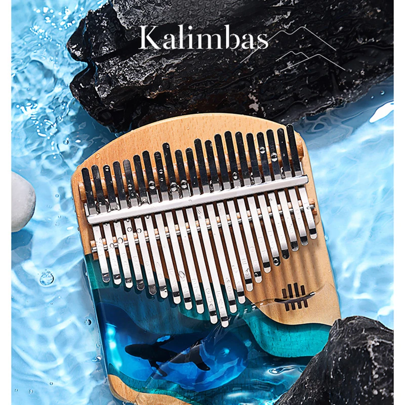 Blue Resin Wooden Kalimba Whale Chromatic Kalimba Professional Transparent Portable Strumenti Musicali Instrumenty BS5MZQ enlarge